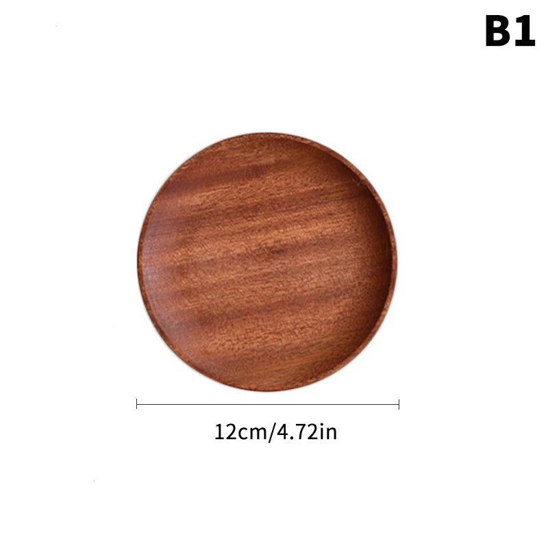 Large Solid Walnut Wood Dinner Plate & Serving Tray – Cake Bread Coffee Tea Wooden Platter