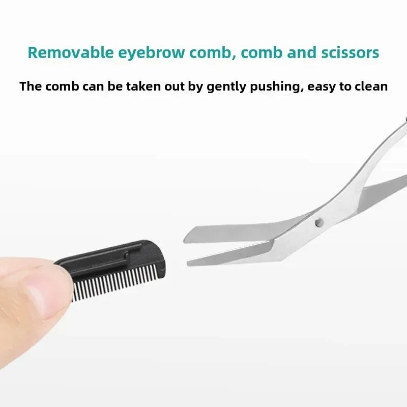 Eyebrow Trimmer Scissors with Comb | Stainless Steel Grooming Kit