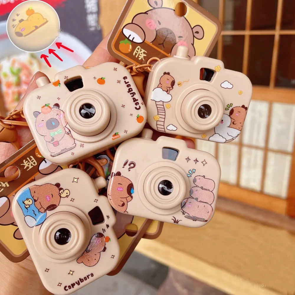 Capybara Glowing Projection Keychain – Cute Cartoon Bag Pendant Gift