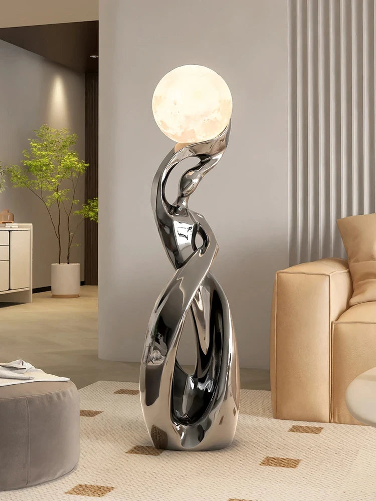 Nordic Luminous Floor Sculpture | Abstract Art Statue for Living Room