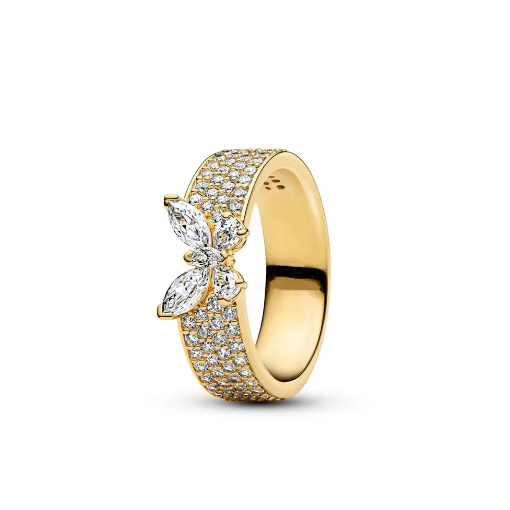 925 Silver Heart, Butterfly & Flower Ring – Exquisite Wedding Ring for Women