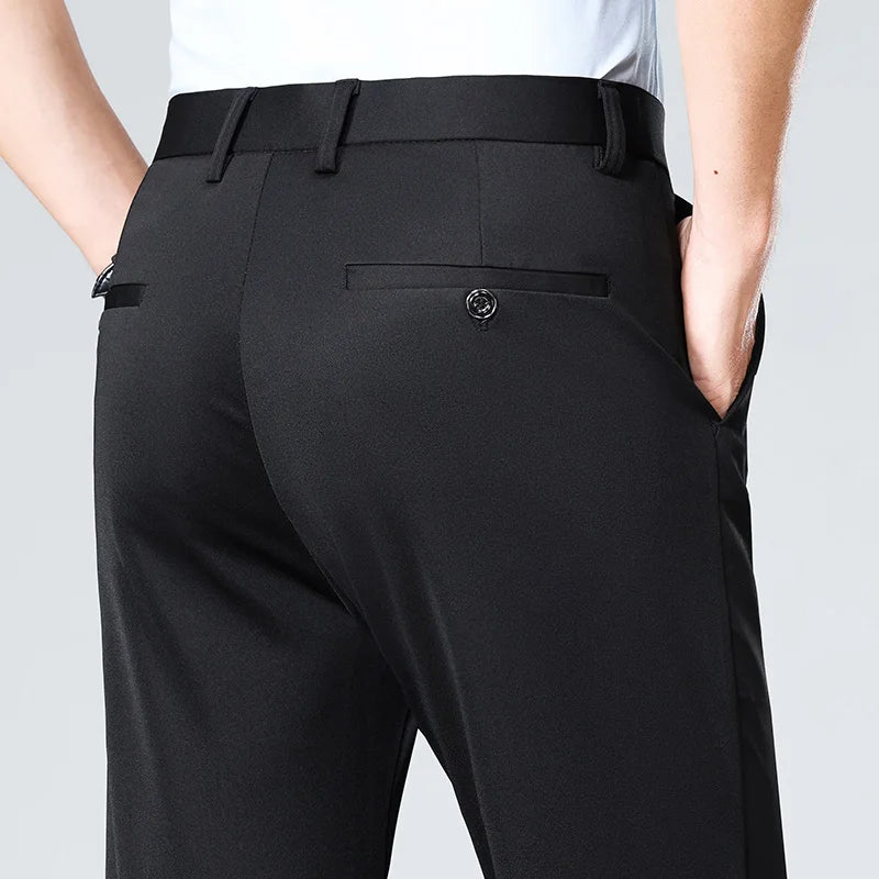 Men’s Slim Straight Stretch Suit Dress Pants – Business Formal Office Trousers