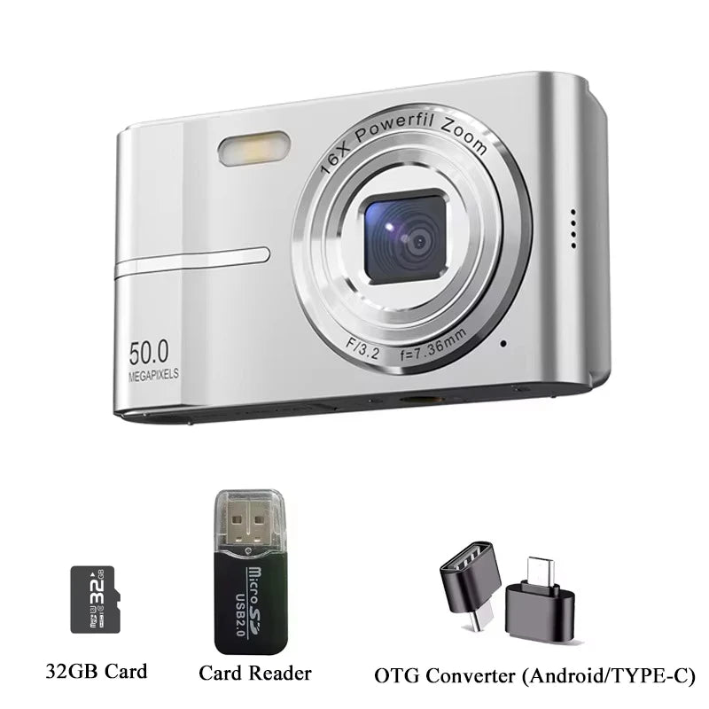 Lenovo 5K Digital Camera – 50MP 16x Zoom Anti-Shake Compact Camera with Flash