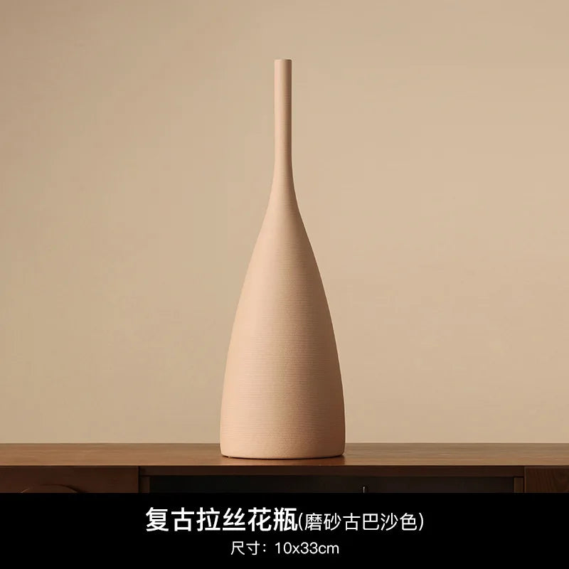 Handmade Ceramic Vase | Wabi-Sabi Morandi Style for Living Room & Home Decor