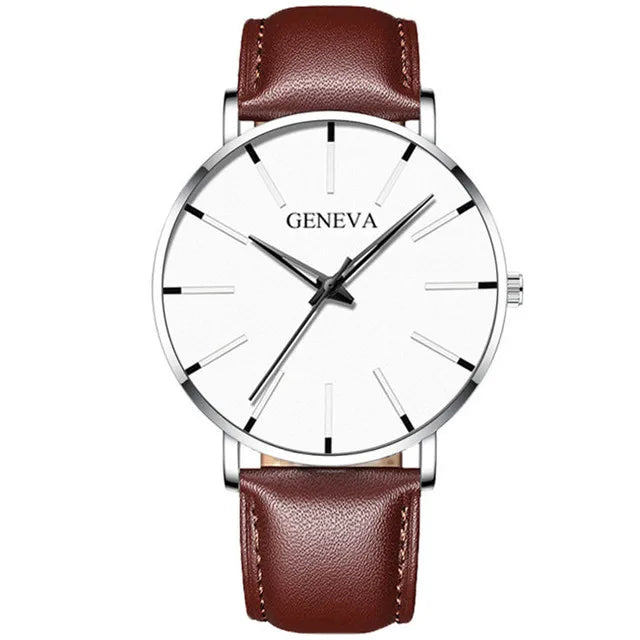Minimalist Men's Ultra-Thin Mesh Belt Quartz Watch