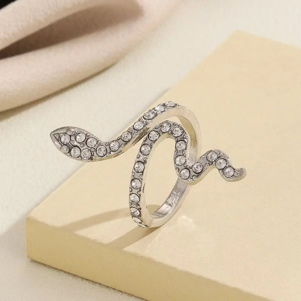 Serpentine Micro Zircon Adjustable Ring – Fashionable Aesthetic Women's Daily Ring