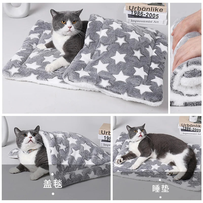 Flannel Pet Sleeping Mat – Soft Dog & Cat Bed Cushion Blanket for Winter