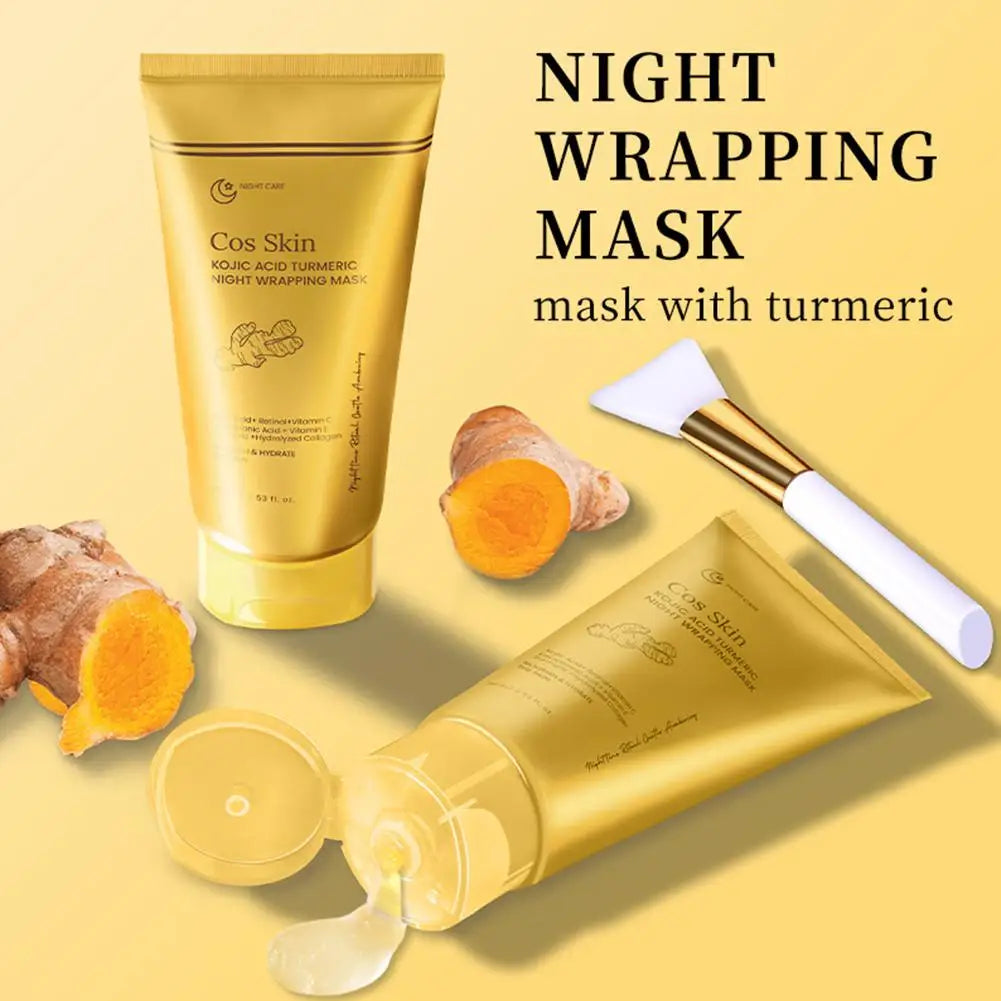 Kojic Acid Turmeric Overnight Peel Off Mask Kit – Collagen Glowing Skin Firming Skincare
