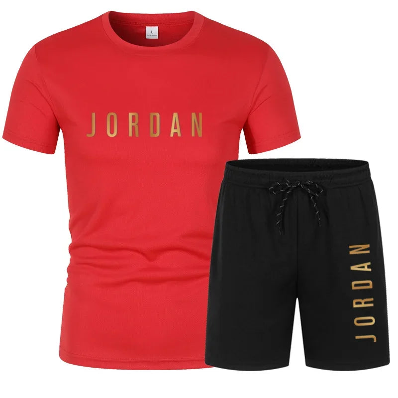 Men’s Summer Short Sleeve T-Shirt & Shorts Two Piece Set – Casual Sports Matching Outfit