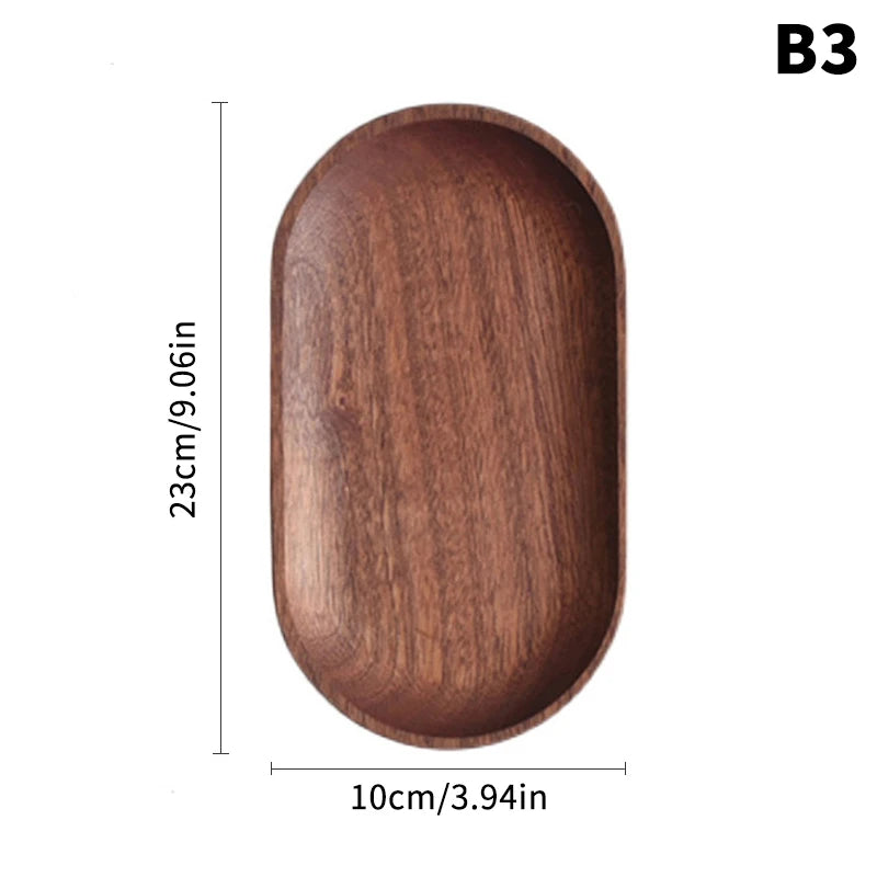 Large Solid Walnut Wood Dinner Plate & Serving Tray – Cake Bread Coffee Tea Wooden Platter