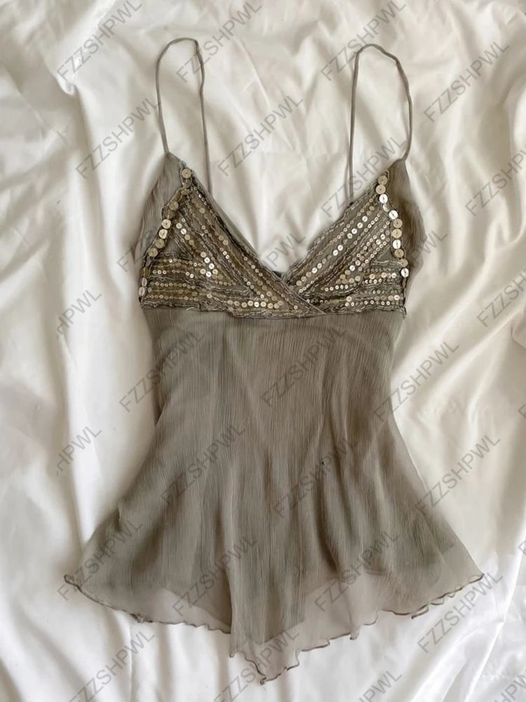 Y2K Vintage Aesthetic Sleeveless Camisole Top – Women’s Streetwear