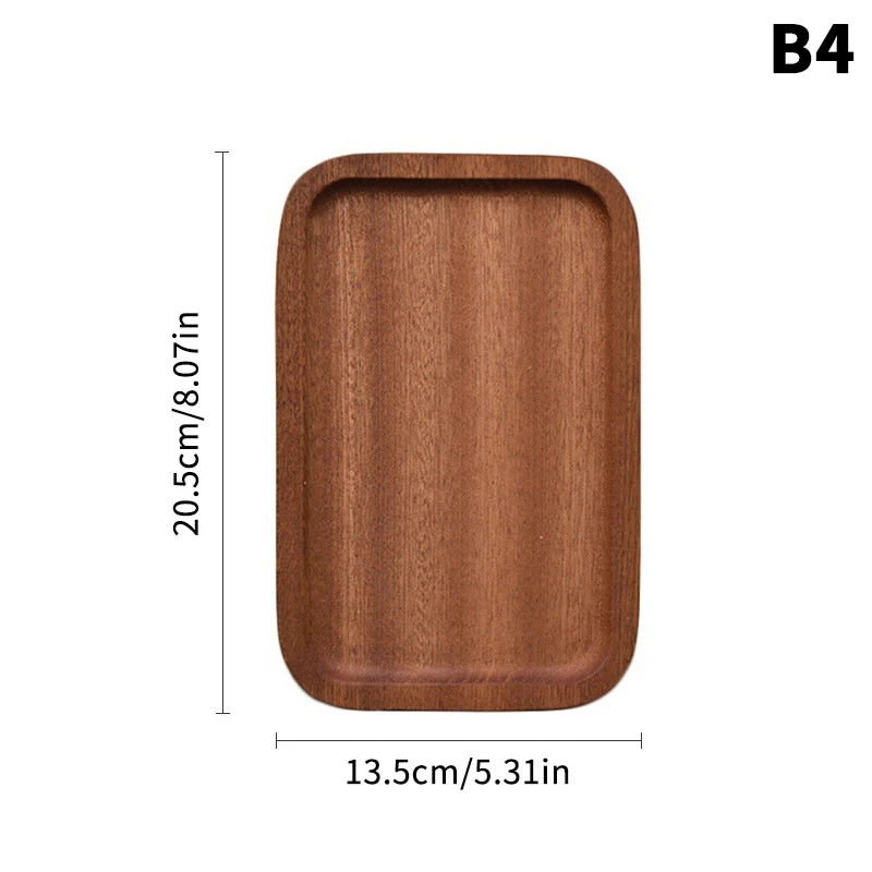 Large Solid Walnut Wood Dinner Plate & Serving Tray – Cake Bread Coffee Tea Wooden Platter