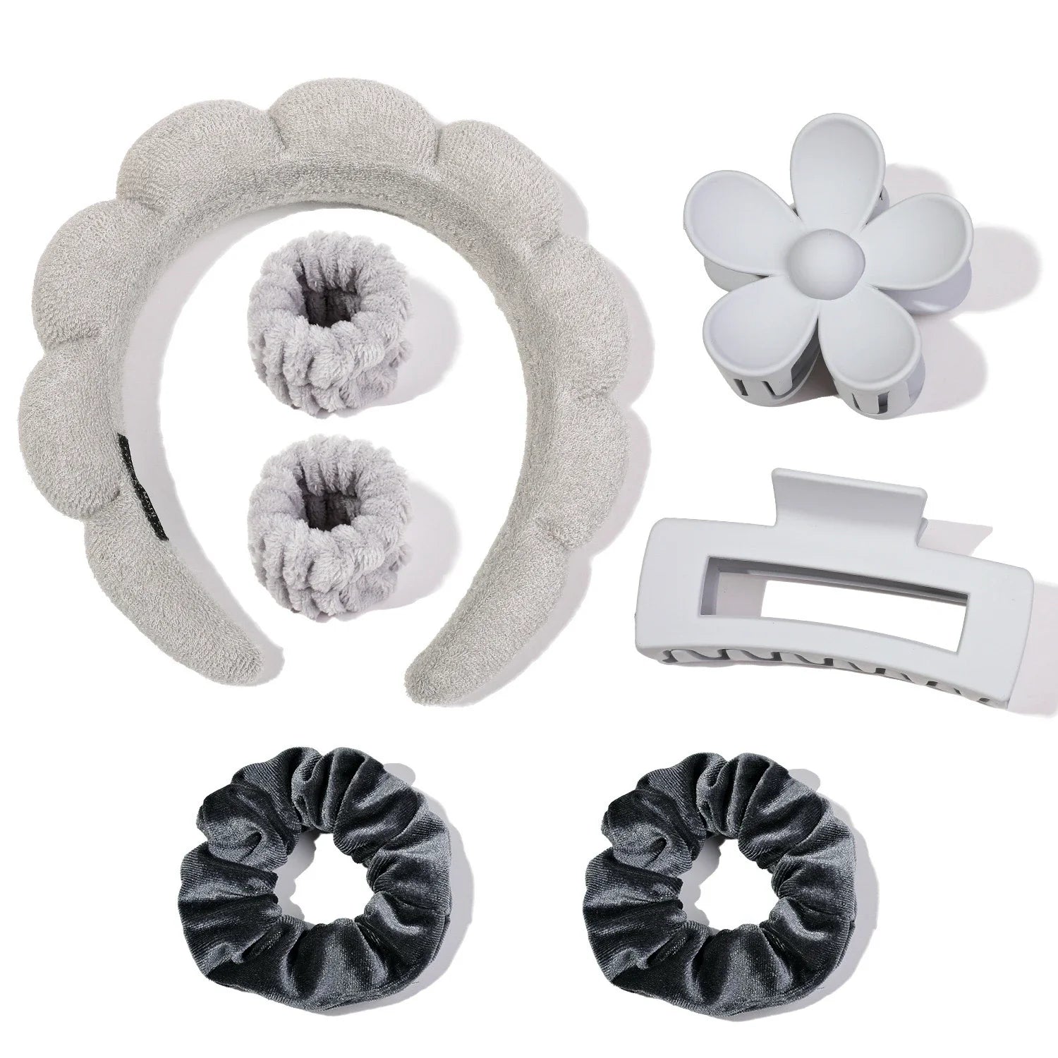 7Pcs Microfiber Scrunchie & Spa Headband Set – Skincare Shower Makeup Accessories