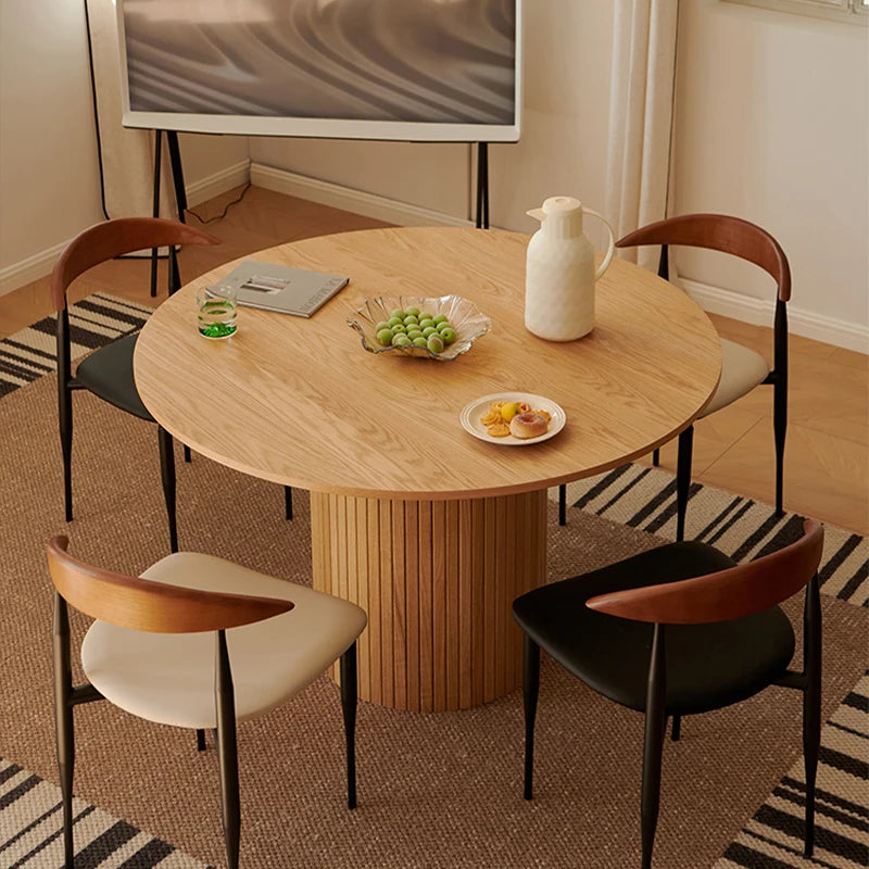 Large Round Wooden Dining Table – Complete Kitchen Dining Room Furniture for Restaurant & Home