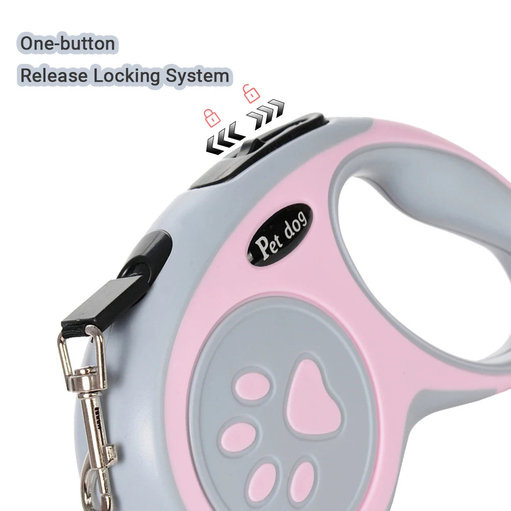 Retractable Dog Leash 3M/5M – One-Button Lock Non-Slip Handle for Small Dogs Cats Training & Hiking