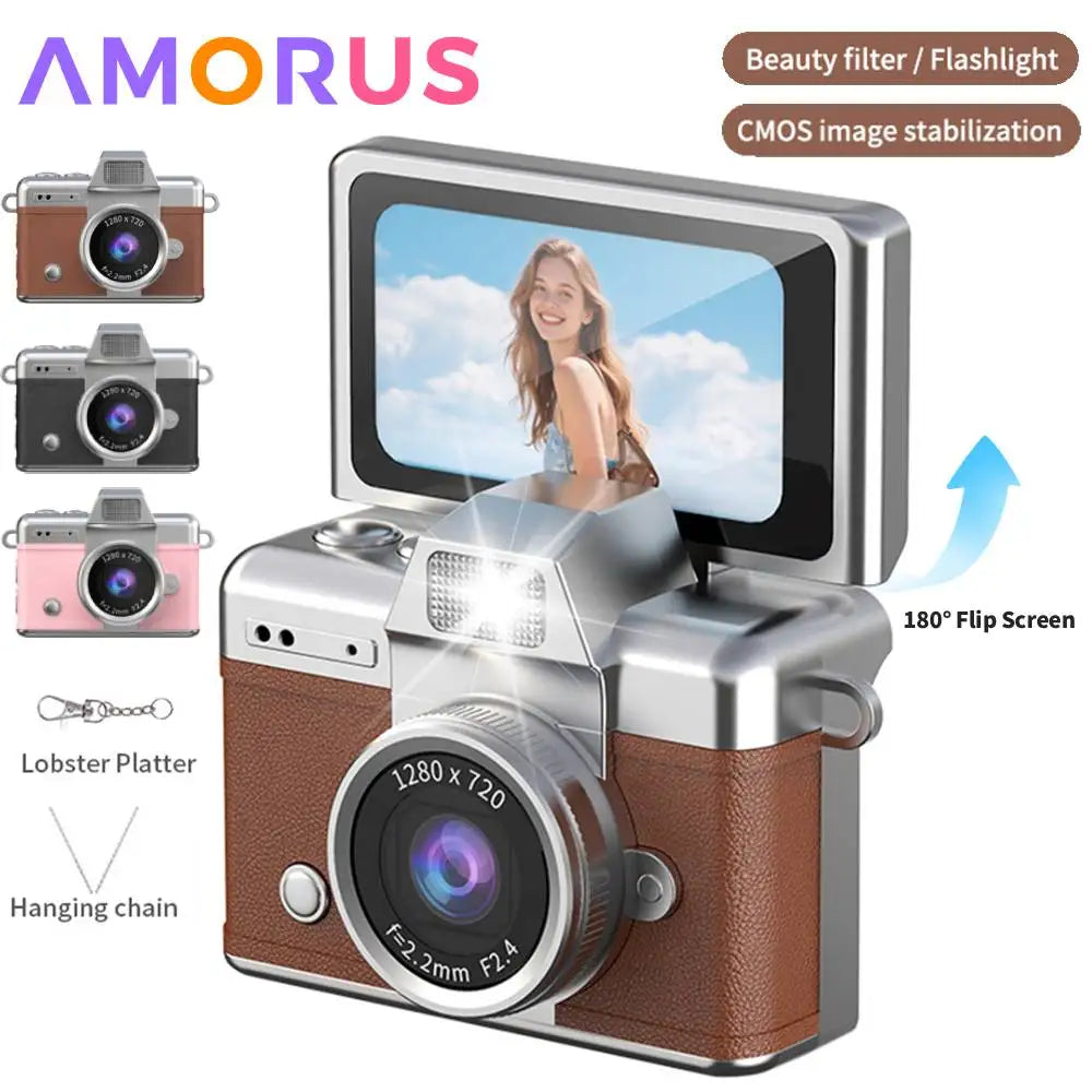 Mini Keychain Camera – 1.47" Flip Screen CCD Pocket Camcorder for Kids & Adults