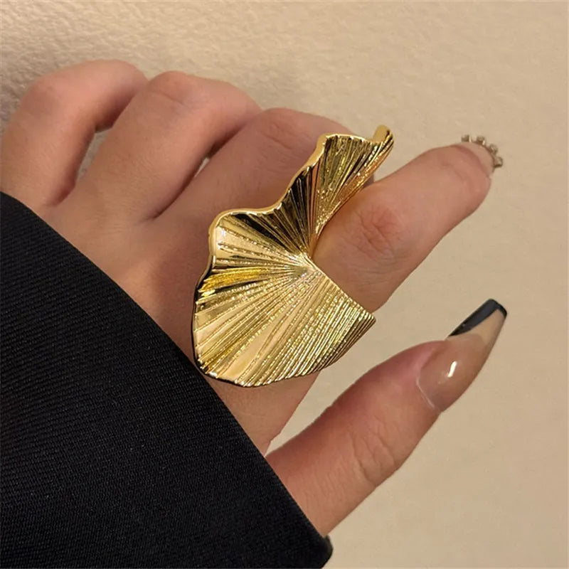 Retro Gem Metal Ring Set – Geometric Irregular Opening Rings for Women