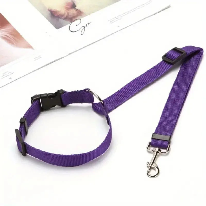 Adjustable Pet Dog & Cat Car Seat Belt Safety Rope – Headrest Restraint for Small Dogs