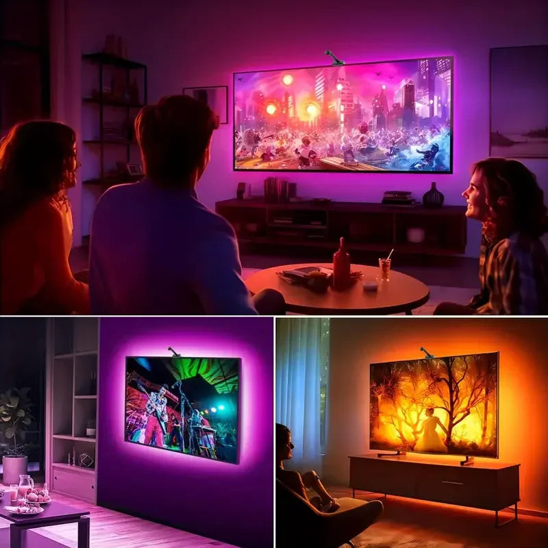 RGBIC TV LED Backlight with Camera – Screen & Music Sync for 55–75 Inch TVs