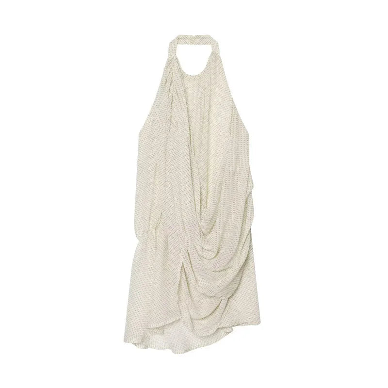 Pleated Halter Backless Vest Top – Women’s Chic Sleeveless Tank