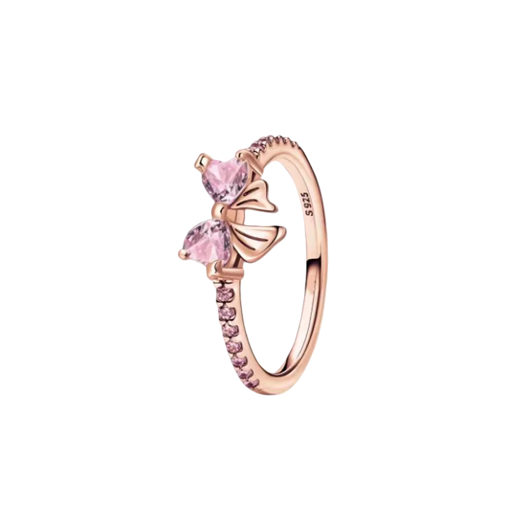 S925 Silver Bow Love Flower Ring – Elegant High-End Fashion Ring