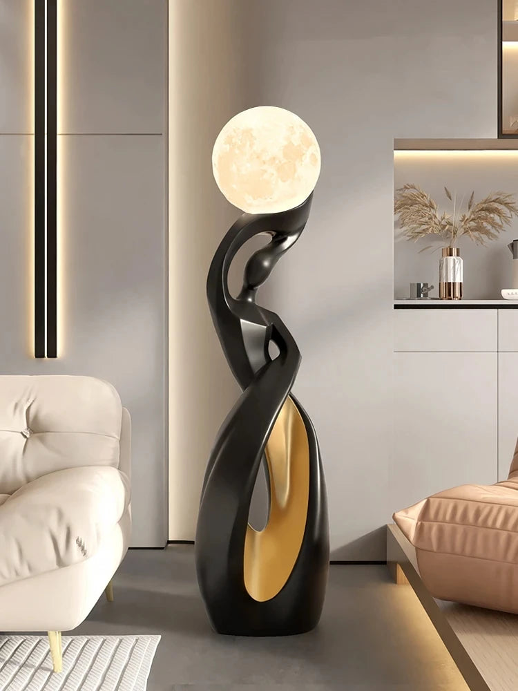 Nordic Luminous Floor Sculpture | Abstract Art Statue for Living Room