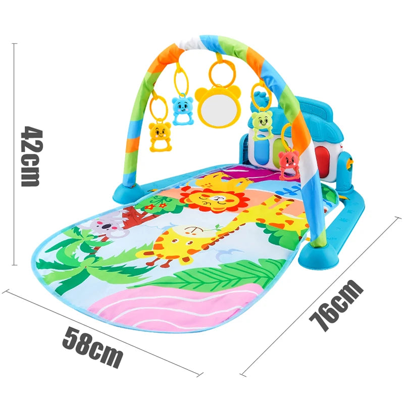 Baby Gym Activity Mat with Kick & Play Piano – Musical Floor Mat for Infants 0-36 Months