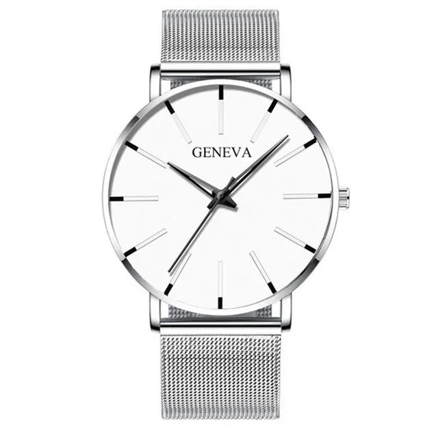 Minimalist Men's Ultra-Thin Mesh Belt Quartz Watch