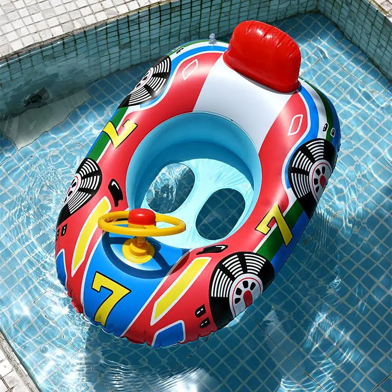 Baby Car Pool Float – Inflatable Infant Swimming Ring with Canopy & Safety Seat
