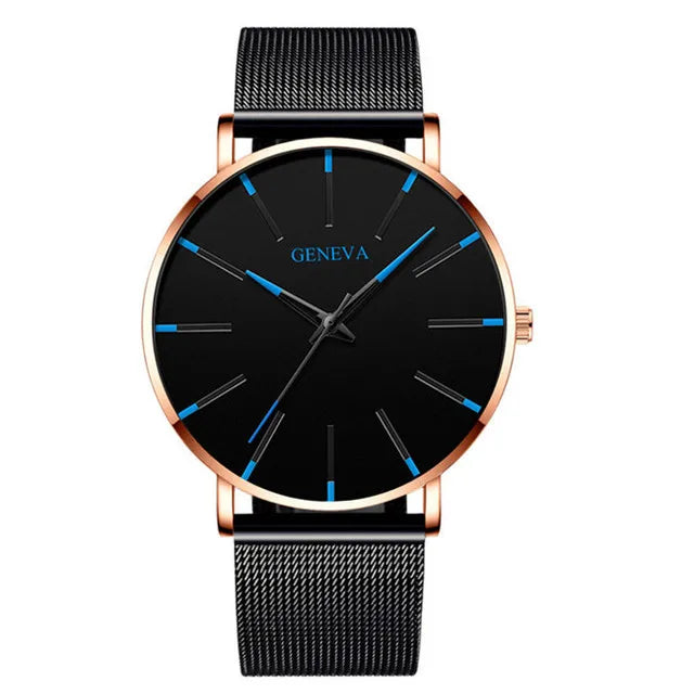 Minimalist Men's Ultra-Thin Mesh Belt Quartz Watch