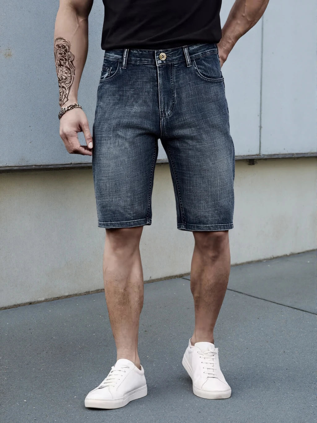 Men’s Slim Fit Stretch Denim Shorts – Classic Business Casual Summer Pants