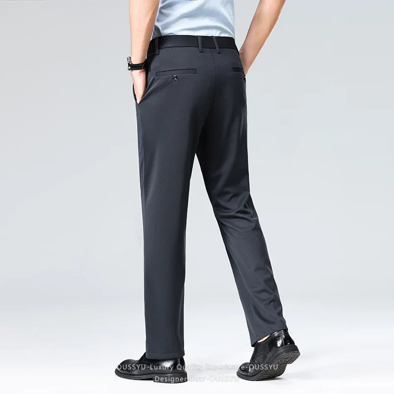 Men’s Slim Straight Stretch Suit Dress Pants – Business Formal Office Trousers