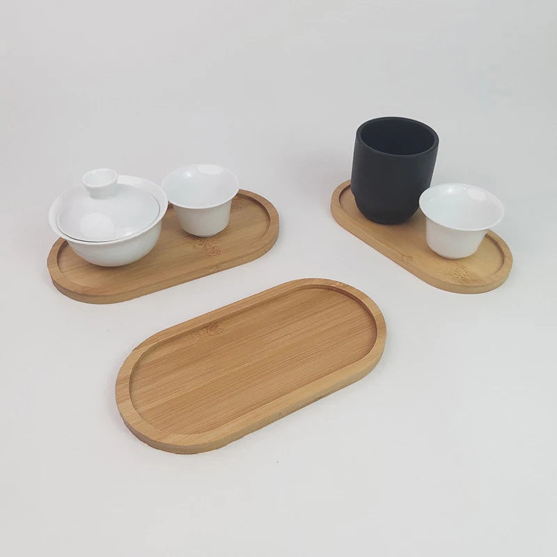 Solid Wood Serving Tray | Japanese-Style Round & Rectangle Snack Board