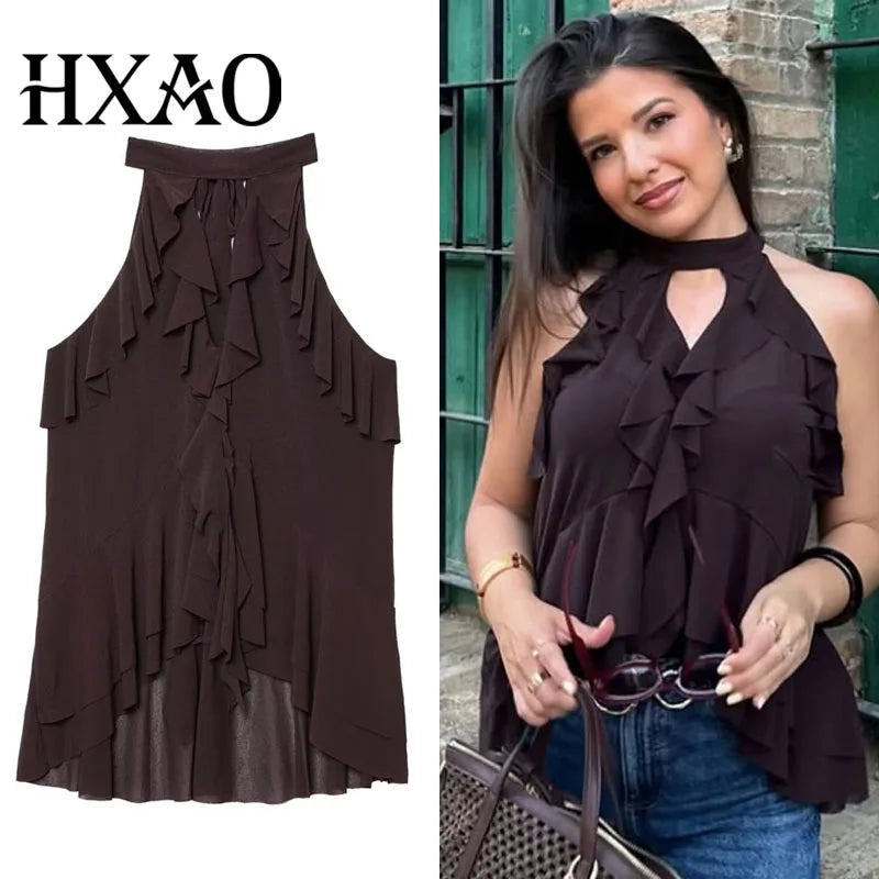 Y2K Pleated Sleeveless Crop Tank Top – Korean Street Style Party Top