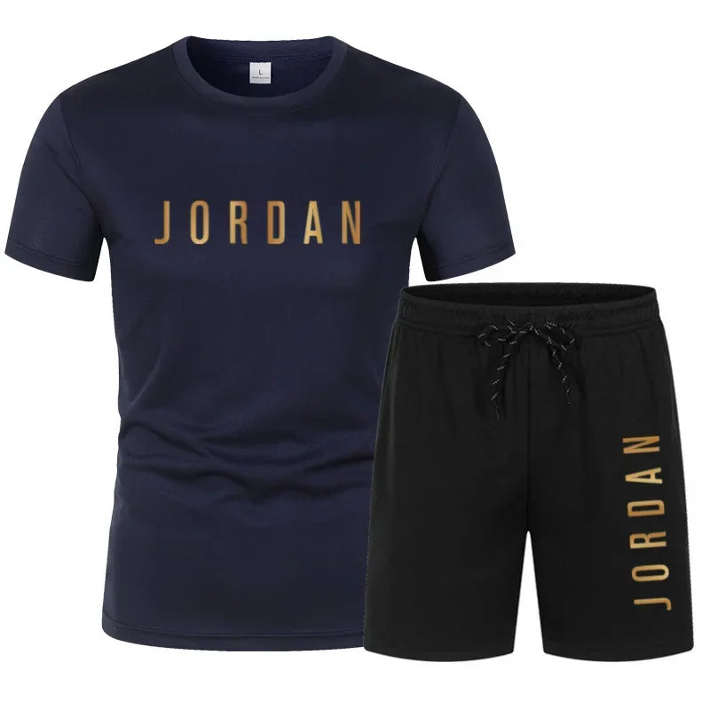 Men’s Summer Short Sleeve T-Shirt & Shorts Two Piece Set – Casual Sports Matching Outfit