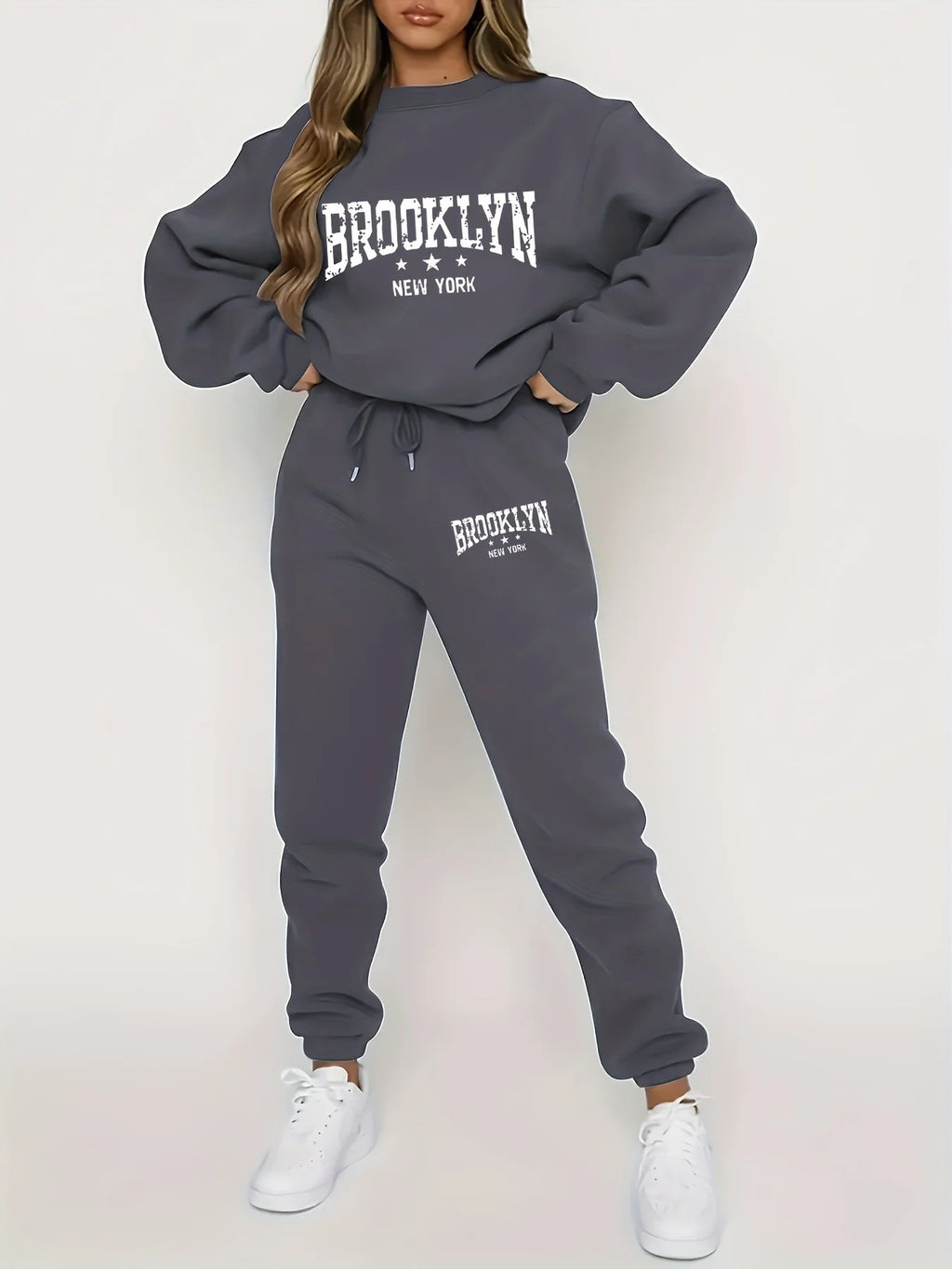 Plush Hoodie & Sweatpants Two Piece Set – Women’s Hip Hop Street Tracksuit