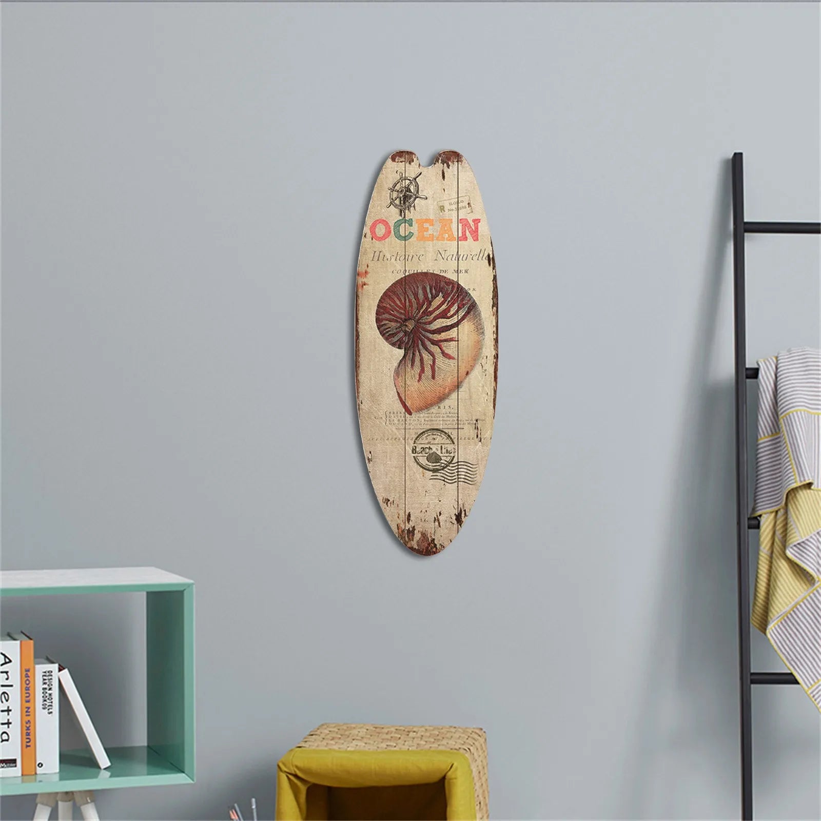 Wooden Surfboard Wall Sign | Retro Beach Style Hanging Decor for Home & Bar