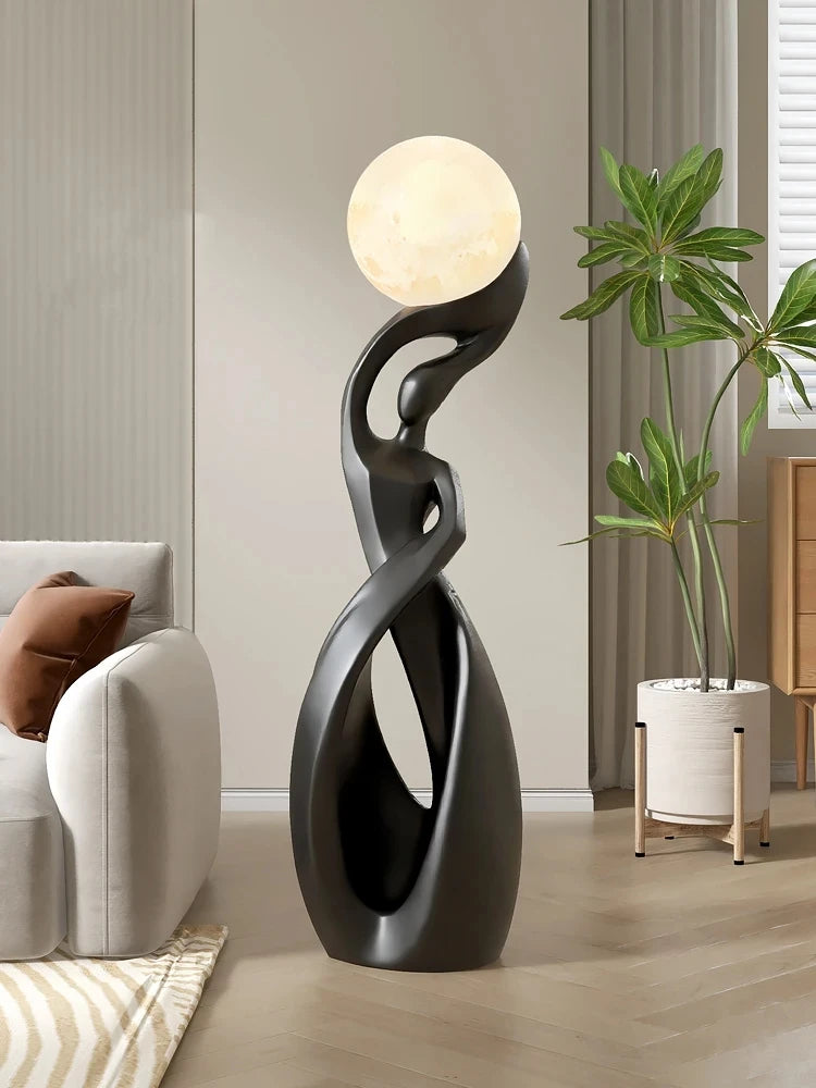 Nordic Luminous Floor Sculpture | Abstract Art Statue for Living Room