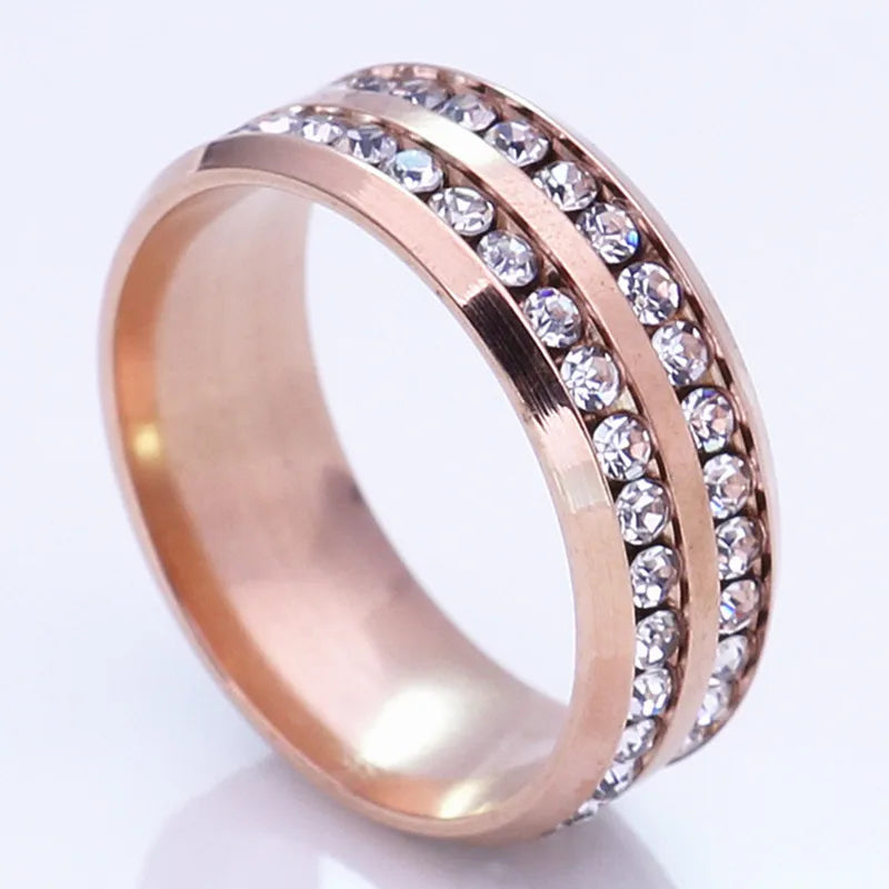 Square Zircon Stainless Steel Couple Ring – Romantic Engagement Wedding Ring for Women & Men