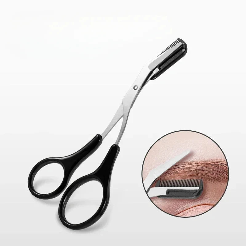 Eyebrow Trimmer Scissors with Comb | Stainless Steel Grooming Kit