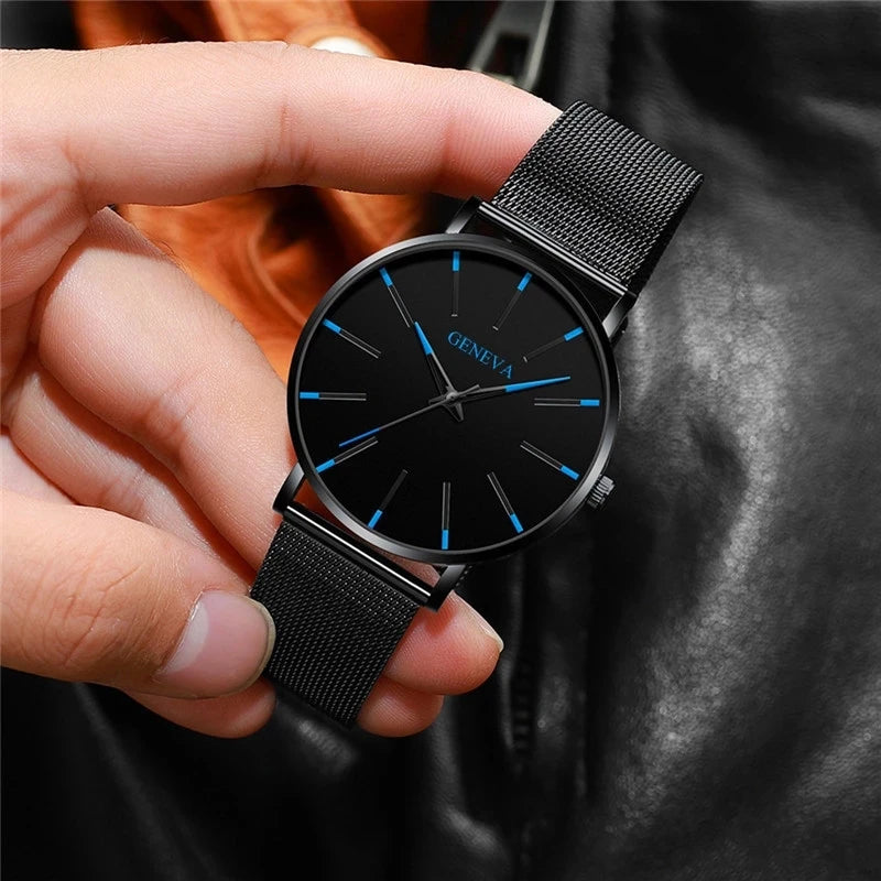 Minimalist Men's Ultra-Thin Mesh Belt Quartz Watch