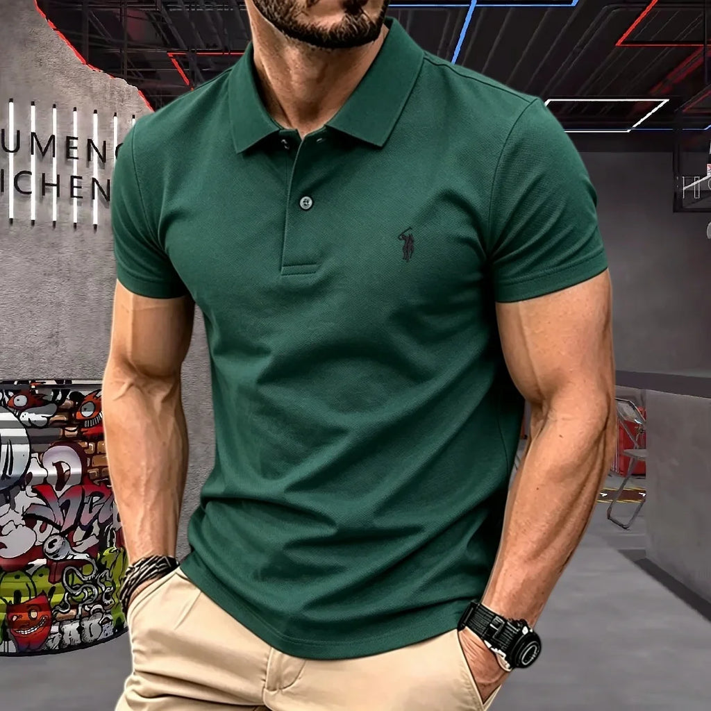 Men’s 100% Cotton Luxury Pony Embroidery Polo Shirt – Summer Golf Casual T-Shirt