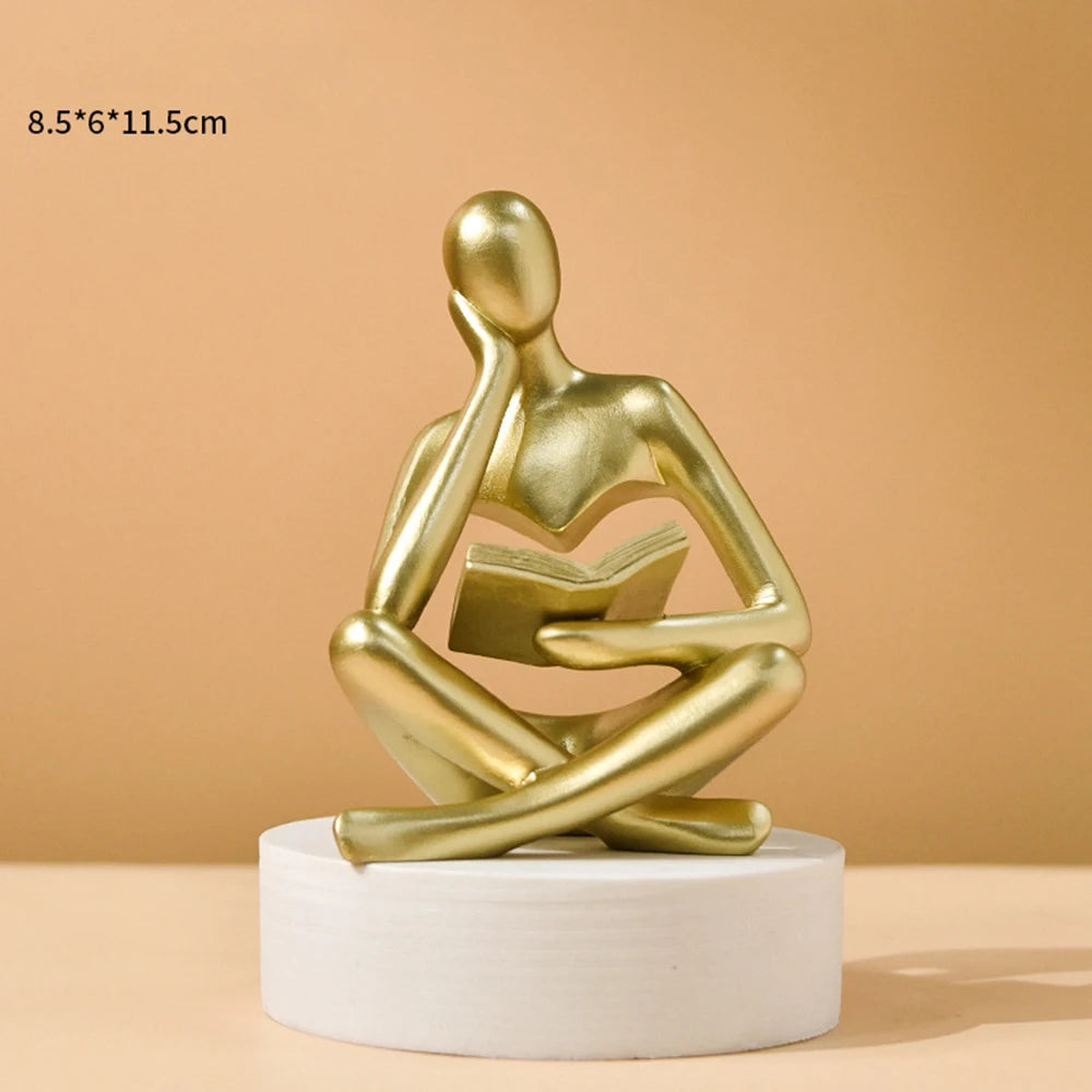Abstract Thinker Sculpture | Resin Figurine for Bookshelf & Desk Decor