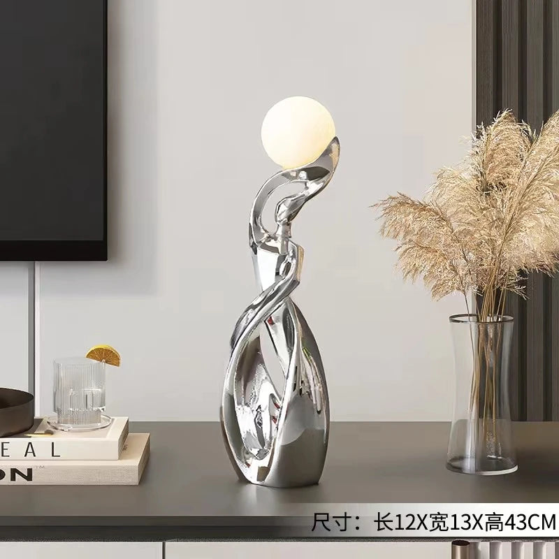 Nordic Luminous Floor Sculpture | Abstract Art Statue for Living Room