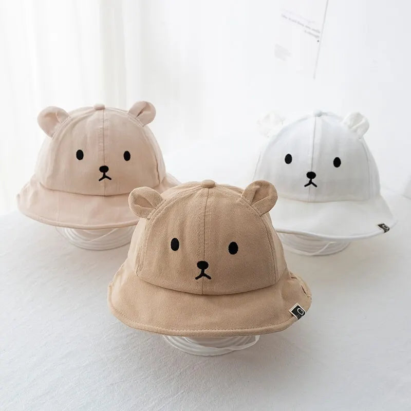 Cute Bear Baby Bucket Hat – UV Sun Protection Hat for Infants & Toddlers 0–4 Years