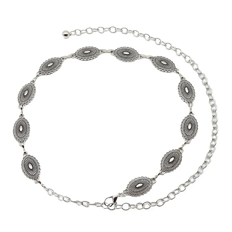 Retro Bohemian Metal Waist Chain Belt – Ethnic Style Sweater Body Decor Accessory for Women