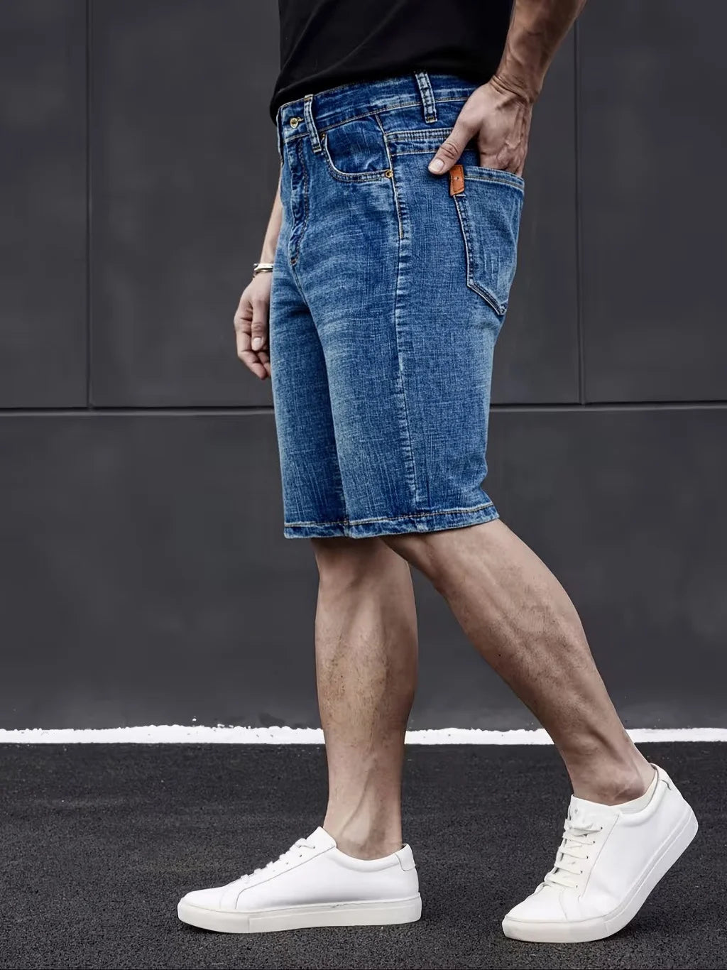 Men’s Slim Fit Stretch Denim Shorts – Classic Business Casual Summer Pants