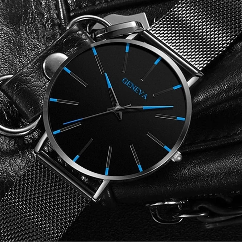 Minimalist Men's Ultra-Thin Mesh Belt Quartz Watch