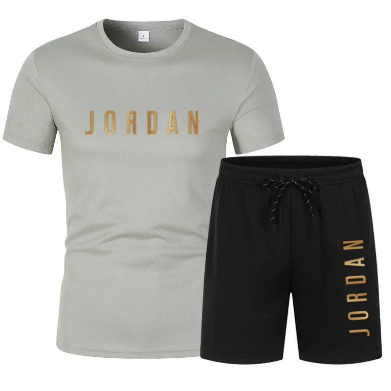 Men’s Summer Short Sleeve T-Shirt & Shorts Two Piece Set – Casual Sports Matching Outfit