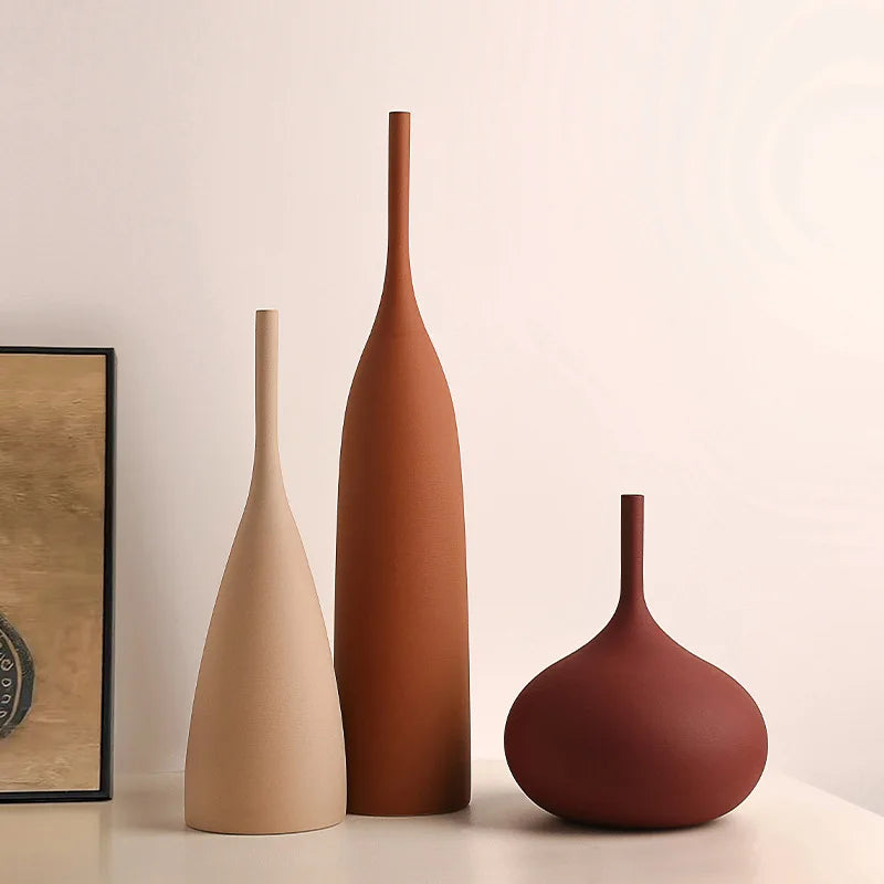 Handmade Ceramic Vase | Wabi-Sabi Morandi Style for Living Room & Home Decor
